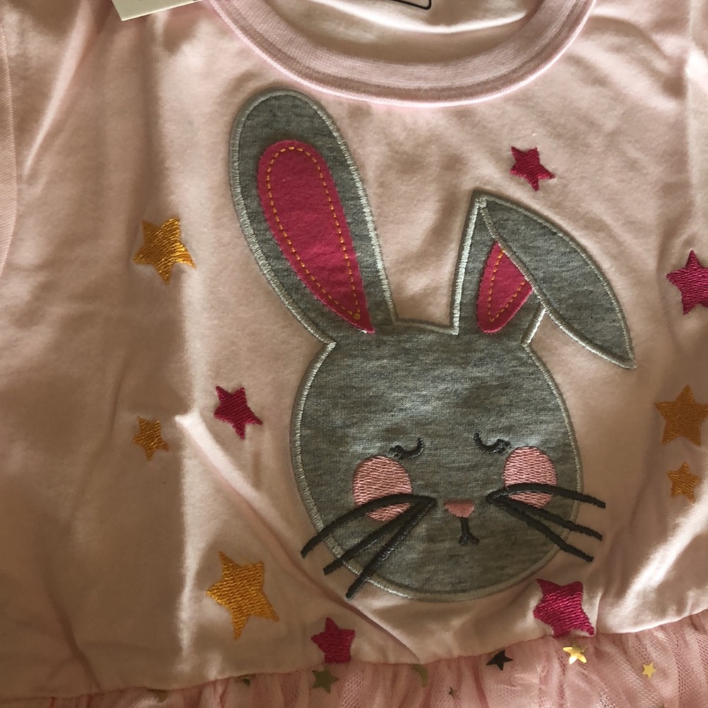New with tags! Easter bunny, spring, pink sparkle girls dress 7T - Picture 3 of 5